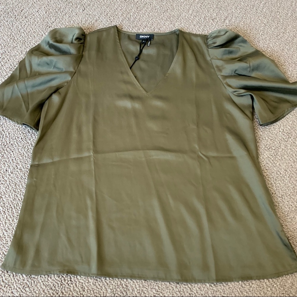DKNY army green blouse
